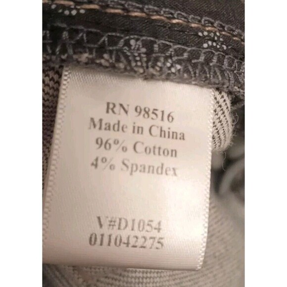 COLDWATER CREEK LIGHT Faded BLACK /Gray JEANS  Size 8 98516 BOOT CUT BUTTON ZIP - Picture 4 of 7
